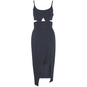 TOPshop navy bralet cutout midi wrap dress